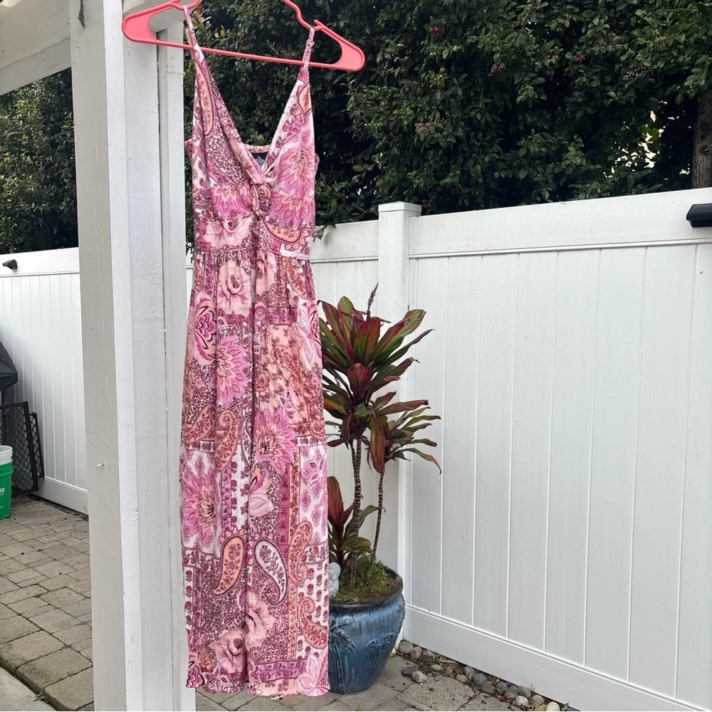 ANGIE Pink Paisley Maxi Dress Twist Front Cut Out Boho Size S NWT - Picture 5 of 7